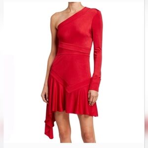 Alexis Red Gaja Asymmetrical One Shoulder Dress xs